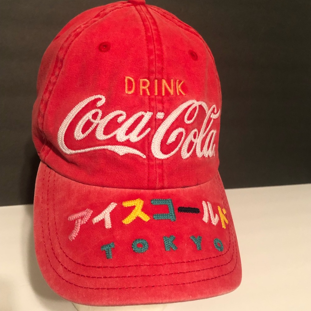 Coca Cola Tokyo Hat Red Adjustable Baseball Cap American Soda Pop Advertising